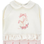 Monnalisa Baby Girls Pink & White Babygrow with Hat | Casa Childrenswear