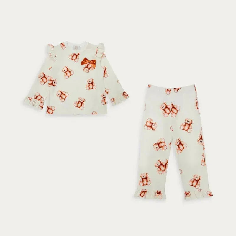 Caramelo Baby Girl White Soft teddy Pyjamas | Casa Childrenswear