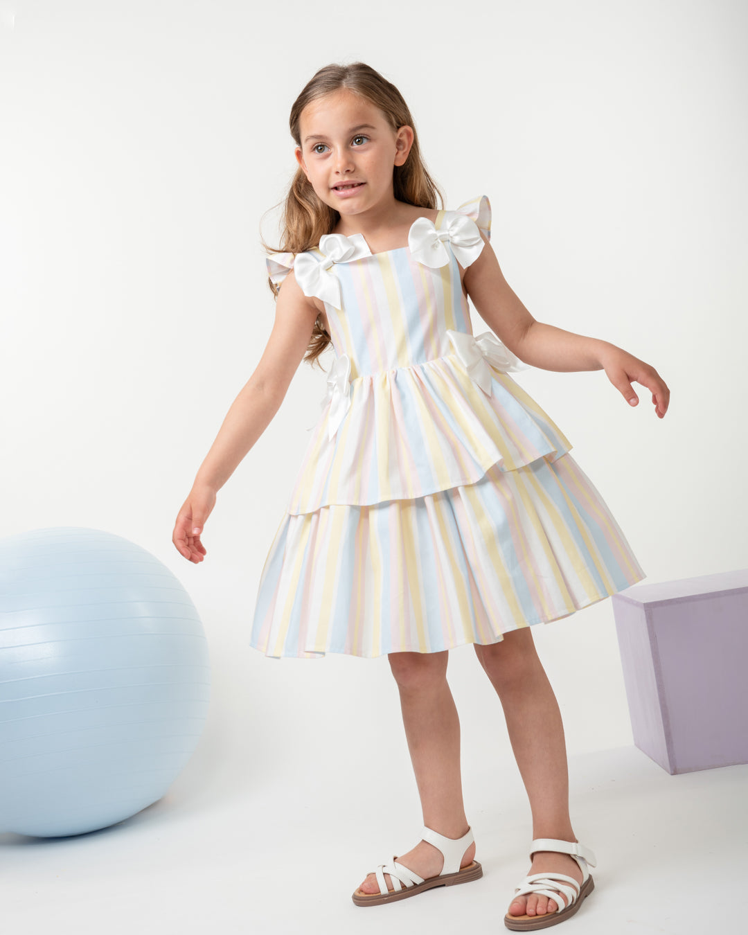 Caramelo Rainbow Sweet Stripes Dress | Casa Childrenswear