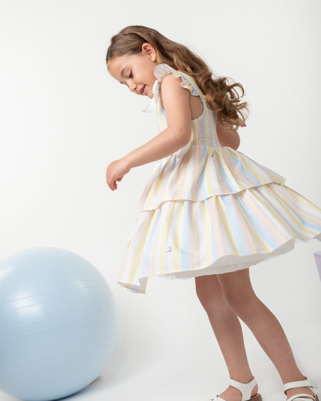Caramelo Rainbow Sweet Stripes Dress | Casa Childrenswear