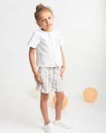 Caramelo Beige Sweet Stripes Short Set | Casa Childrenswear