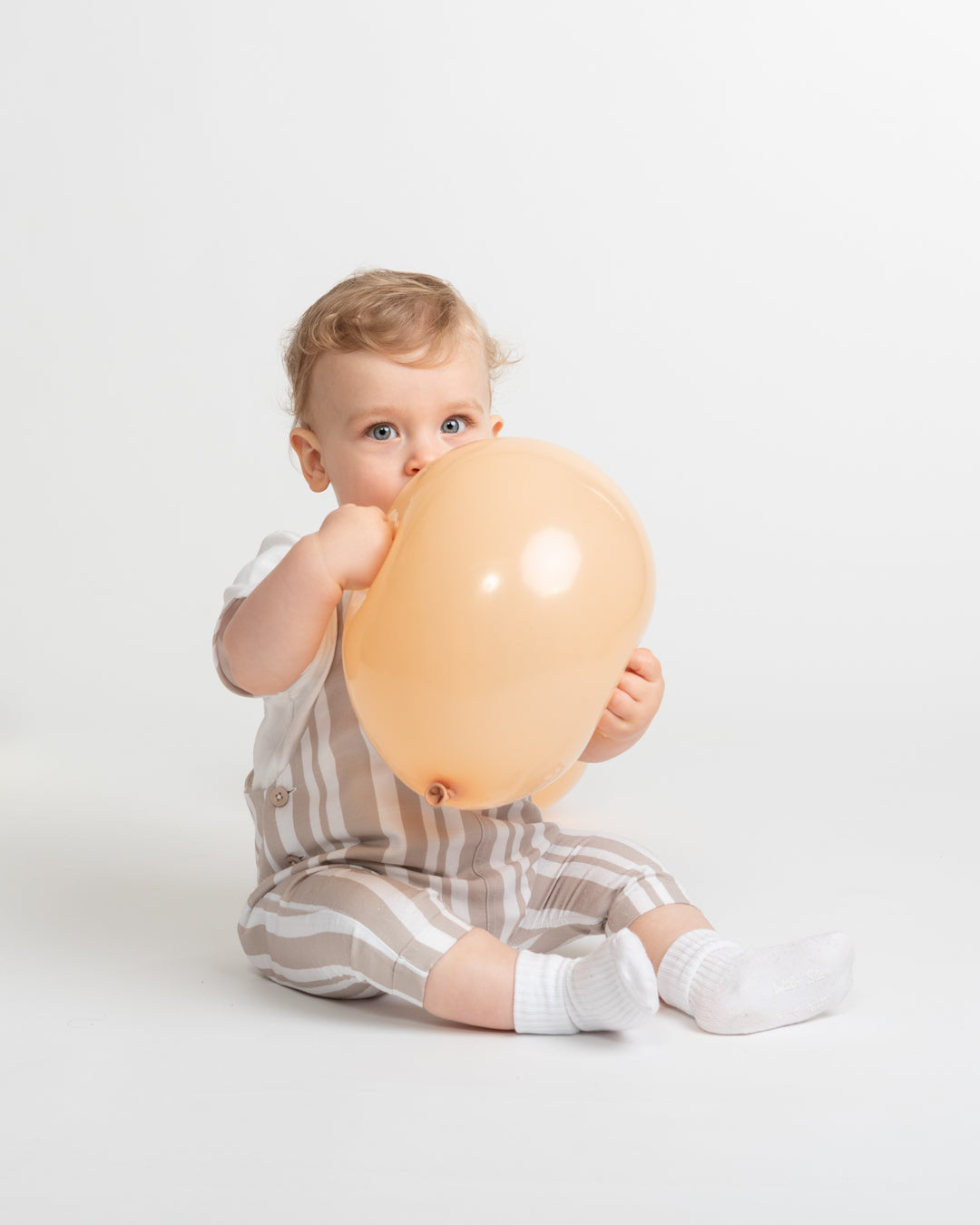 Baby Boys Beige Sweet Stripes Bib Short Set