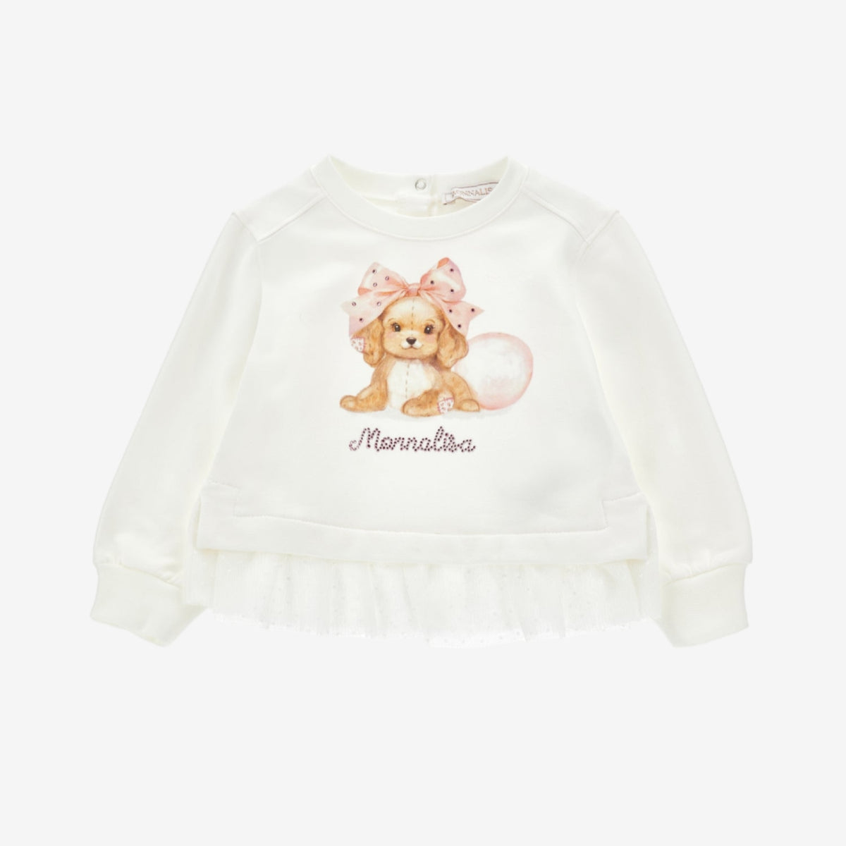 Monnalisa Puppy Print Sweat with Frill | Casa Childrenswear