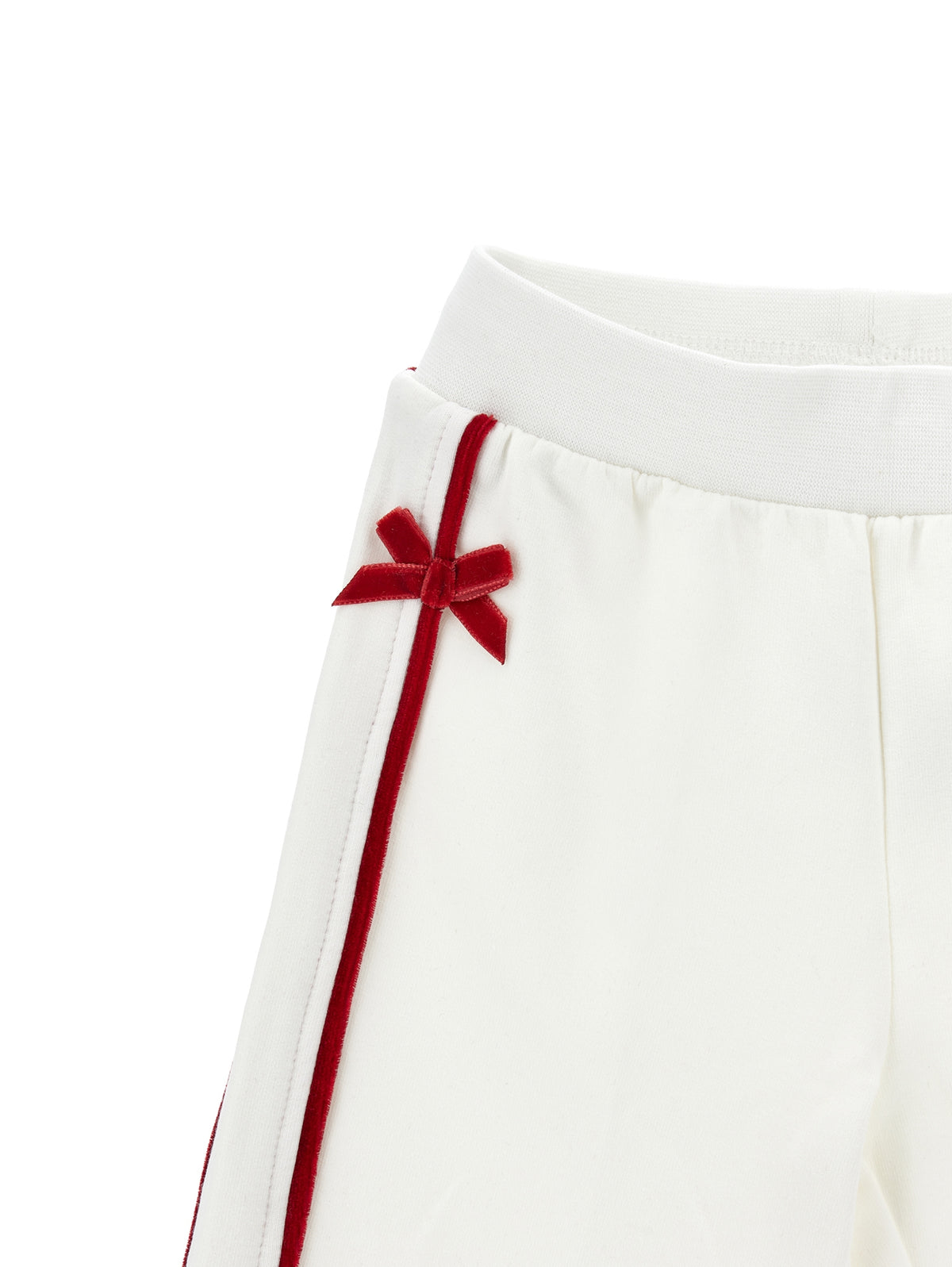 Girls White Bow Joggers
