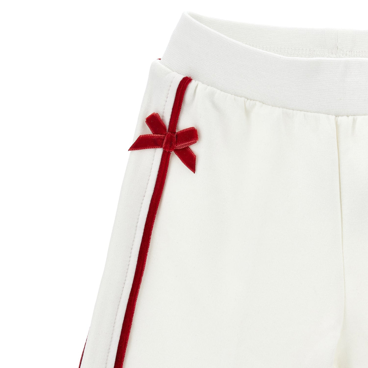 Monnalisa Girls White Bow Joggers | Casa Childrenswear