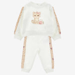 Monnalisa Girls Pink Kitten Tracksuit Set | Casa Childrenswear