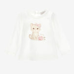 Monnalisa Girls White Kitten Top | Casa Childrenswear