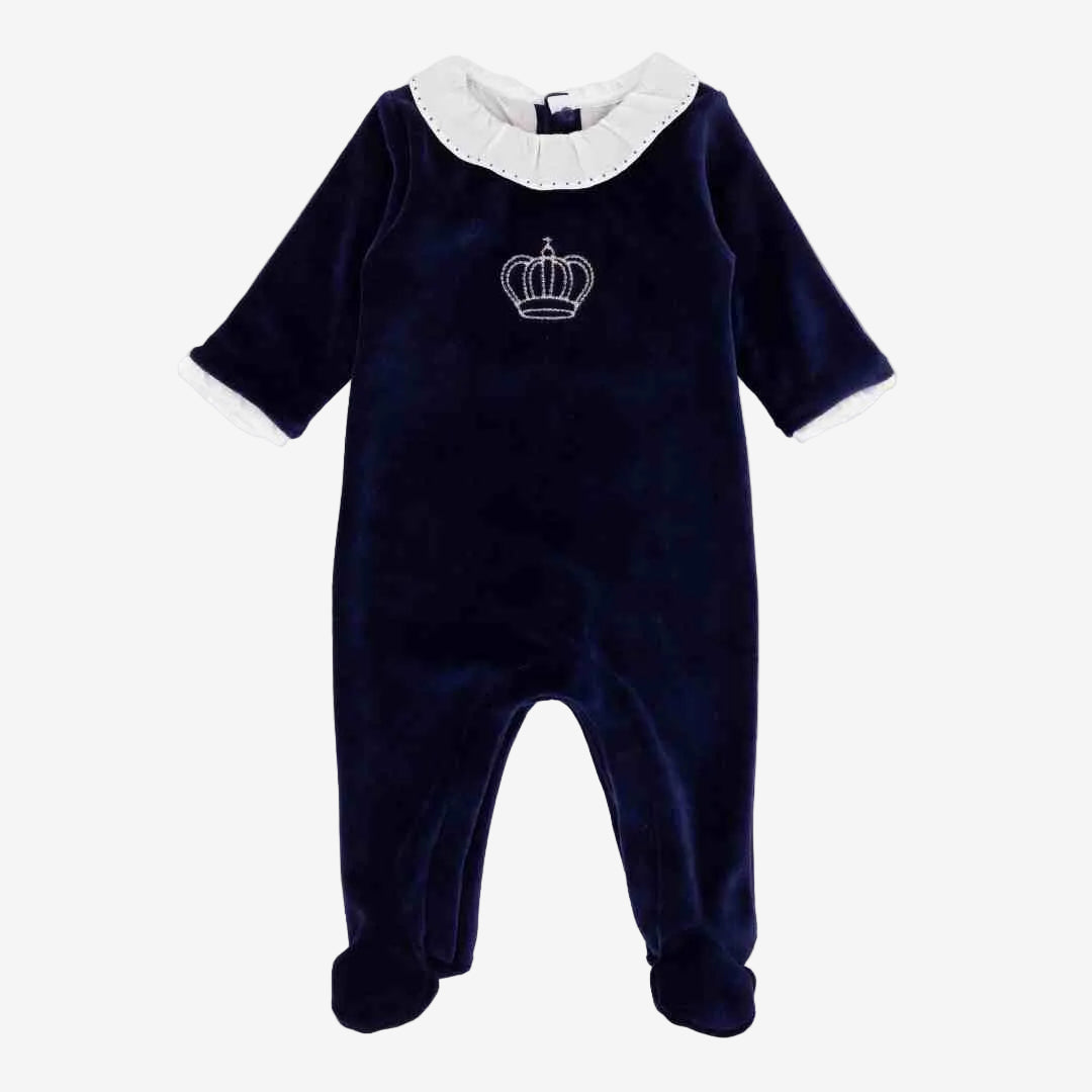 Adriana Mae Footie Velour Royal | Casa Childrenswear