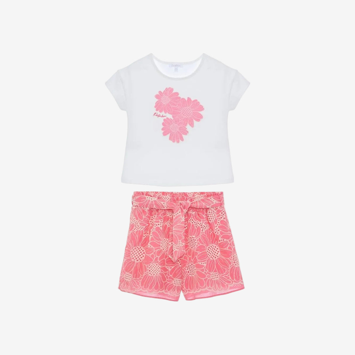 Patachou Girls Knit Flower Short Set | Casa Childrenswear
