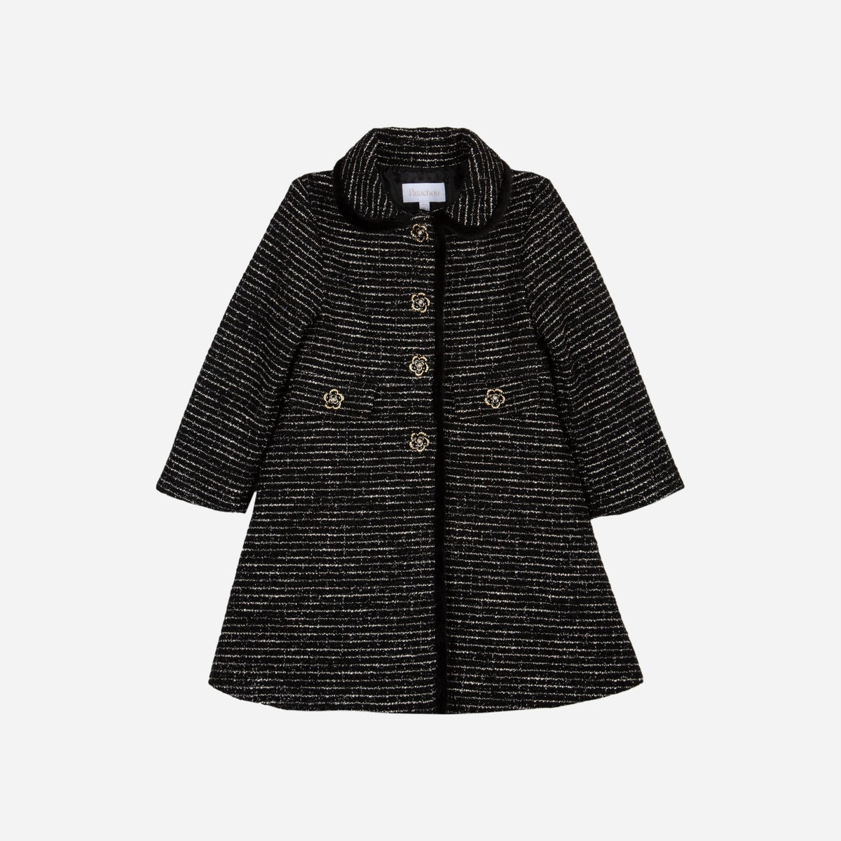 Patachou Black Woven Coat | Casa Childrenswear