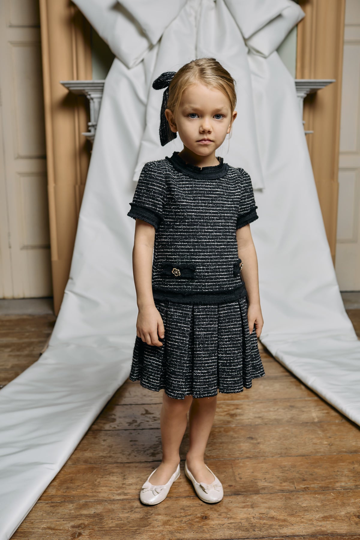 Patachou Black Woven Dress | Casa Childrenswear