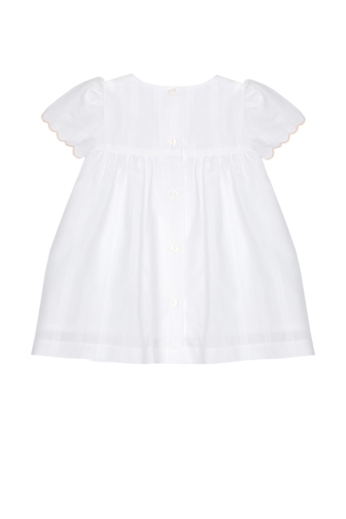 Patachou Baby Girls White Woven Dress with Pleated Chest | Casa Childrenswear