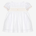 Patachou Baby Girls White Woven Dress with Pleated Chest | Casa Childrenswear