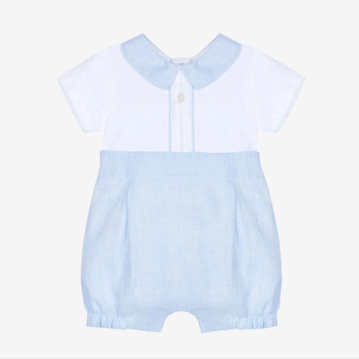 Patachou Baby Boys White Cotton & Blue Linen Shortie | Casa Childrenswear