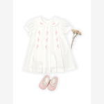 Patachou Baby Girls White Woven Dress with Leaf Print | Casa Childrenswear
