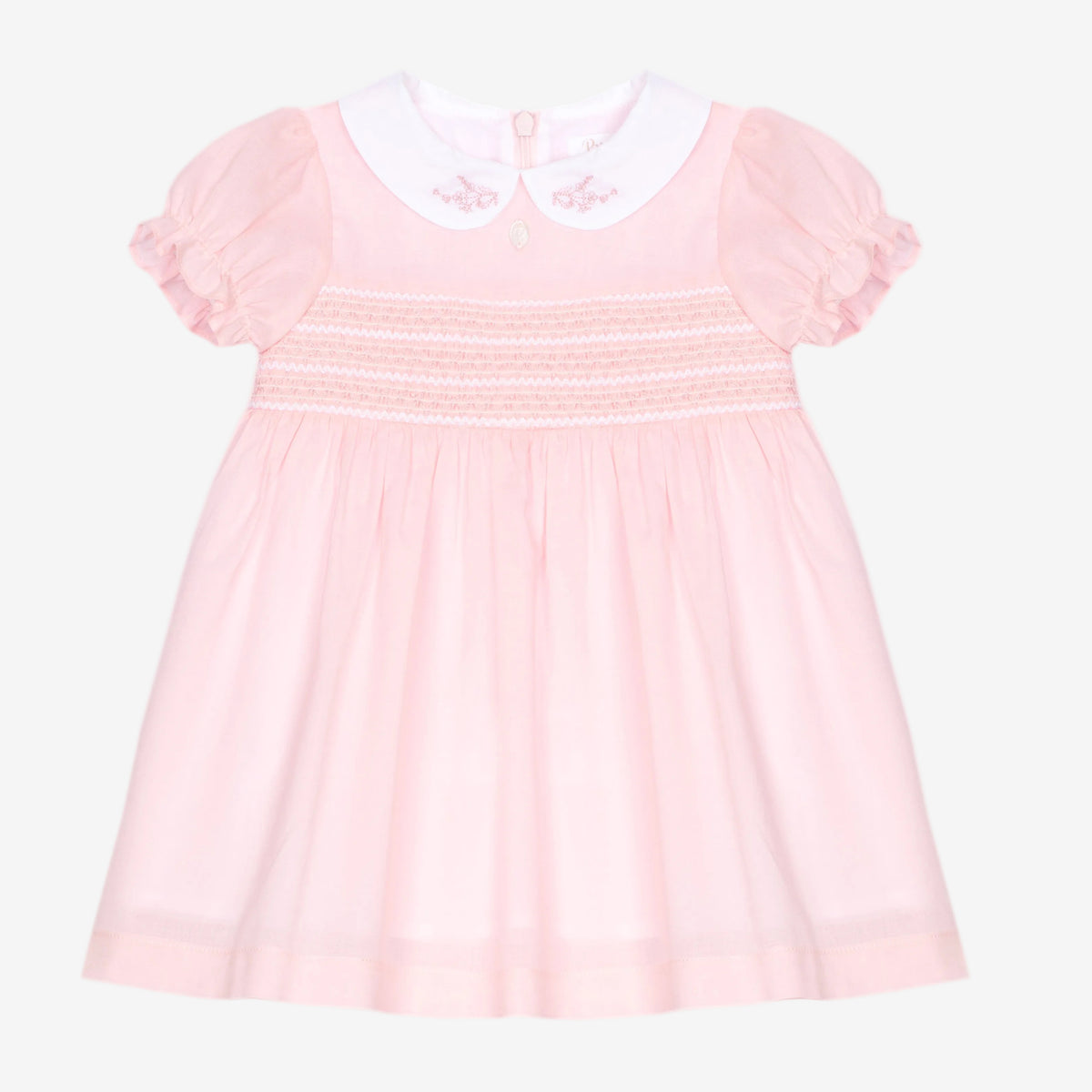 Patachou Baby Girls Pink Dress with White Collar | Casa Childrenswear