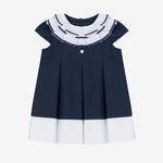 Patachou Girls Navy Dress with White Contrast | Casa Childrenswear