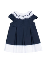 Patachou Girls Navy Dress with White Contrast | Casa Childrenswear