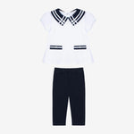 Patachou Girls Navy & White Leggings Set | Casa Childrenswear