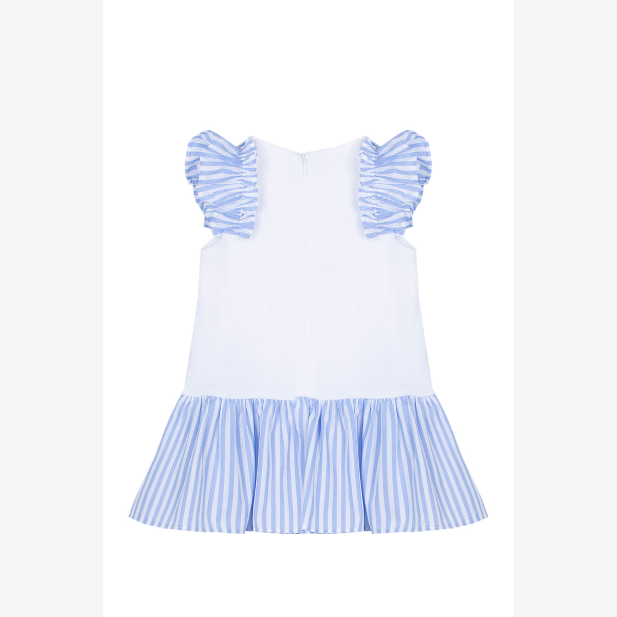 Patachou Girls White & Blue Jersey Dress | Casa Childrenswear