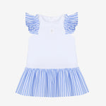 Patachou Girls White & Blue Jersey Dress | Casa Childrenswear
