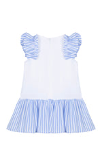 Patachou Girls White & Blue Jersey Dress | Casa Childrenswear