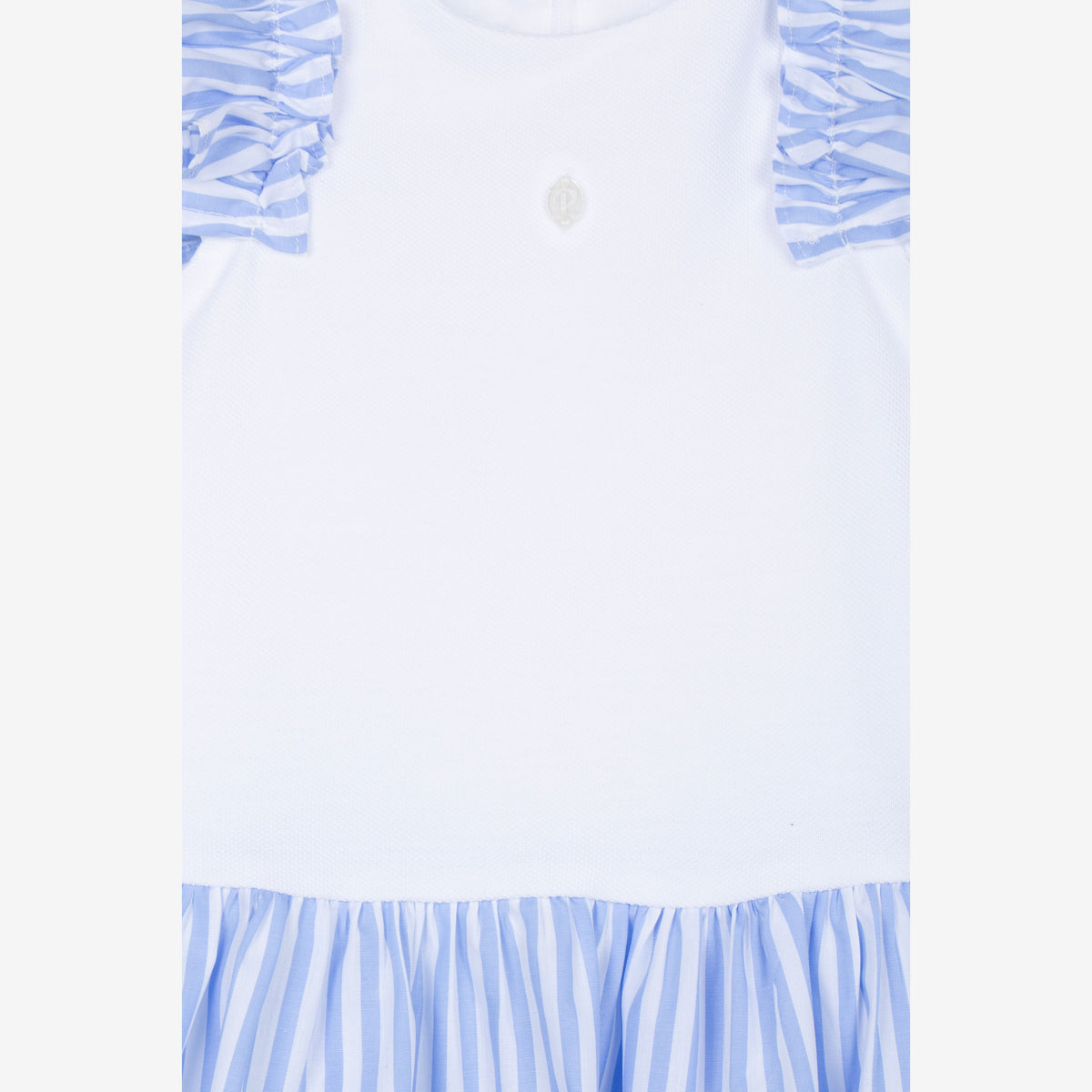 Patachou Girls White & Blue Jersey Dress | Casa Childrenswear