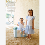 Patachou Girls White & Blue Jersey Dress | Casa Childrenswear