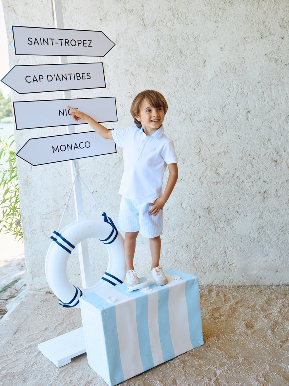 Patachou Baby Boys White Polo Short Set | Casa Childrenswear