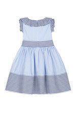 Patachou Girls White & Blue Contrasting Stripe Cotton Dress | Casa Childrenswear