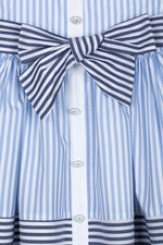 Patachou Girls White & Blue Contrasting Stripe Cotton Dress | Casa Childrenswear