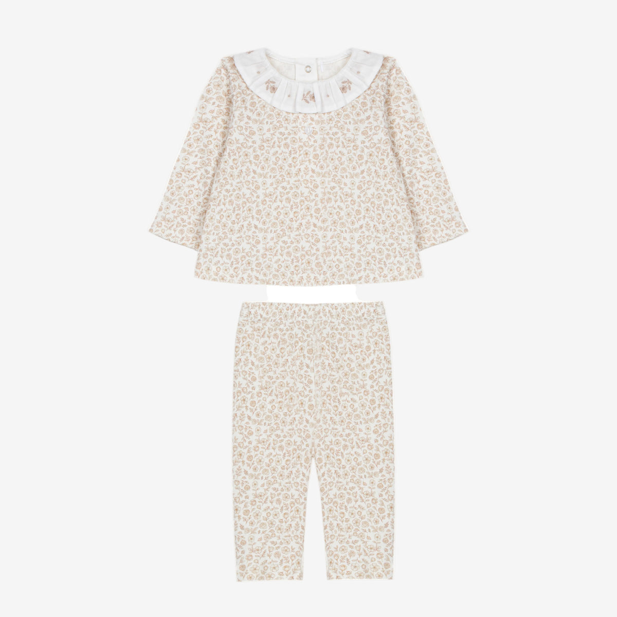 Patachou Baby Girls Beige Set with Floral Print | Casa Childrenswear