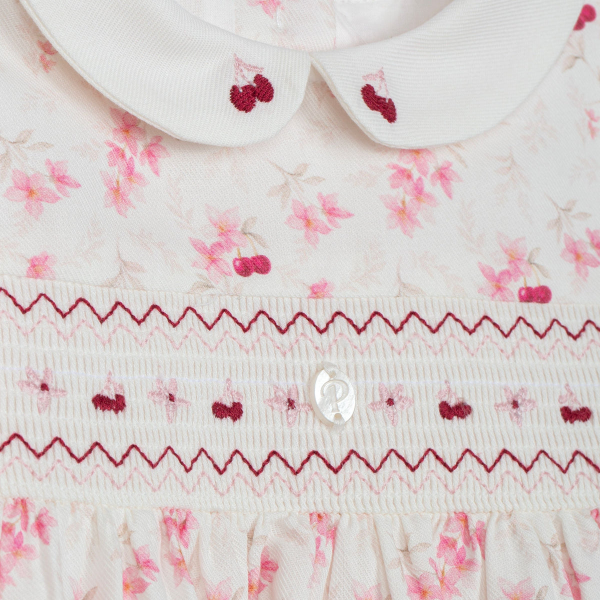 Patachou Baby Girls Pink Dress with Cherry Print | Casa Childrenswear