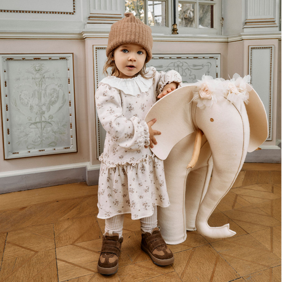 Patachou Infant Girls Beige Dress with Floral Print | Casa Childrenswear