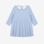 Patachou Infant Girls Blue Dress with Embroidered Collar | Casa Childrenswear