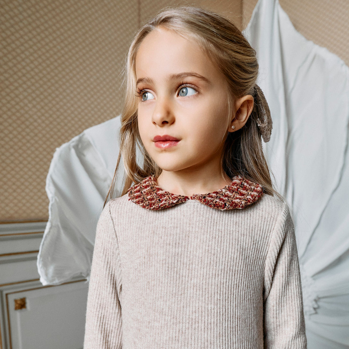 Patachou Girls Dress with Tweed Detail | Casa Childrenswear