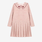 Patachou Girls Pink Dress Embroidered Collar | Casa Childrenswear