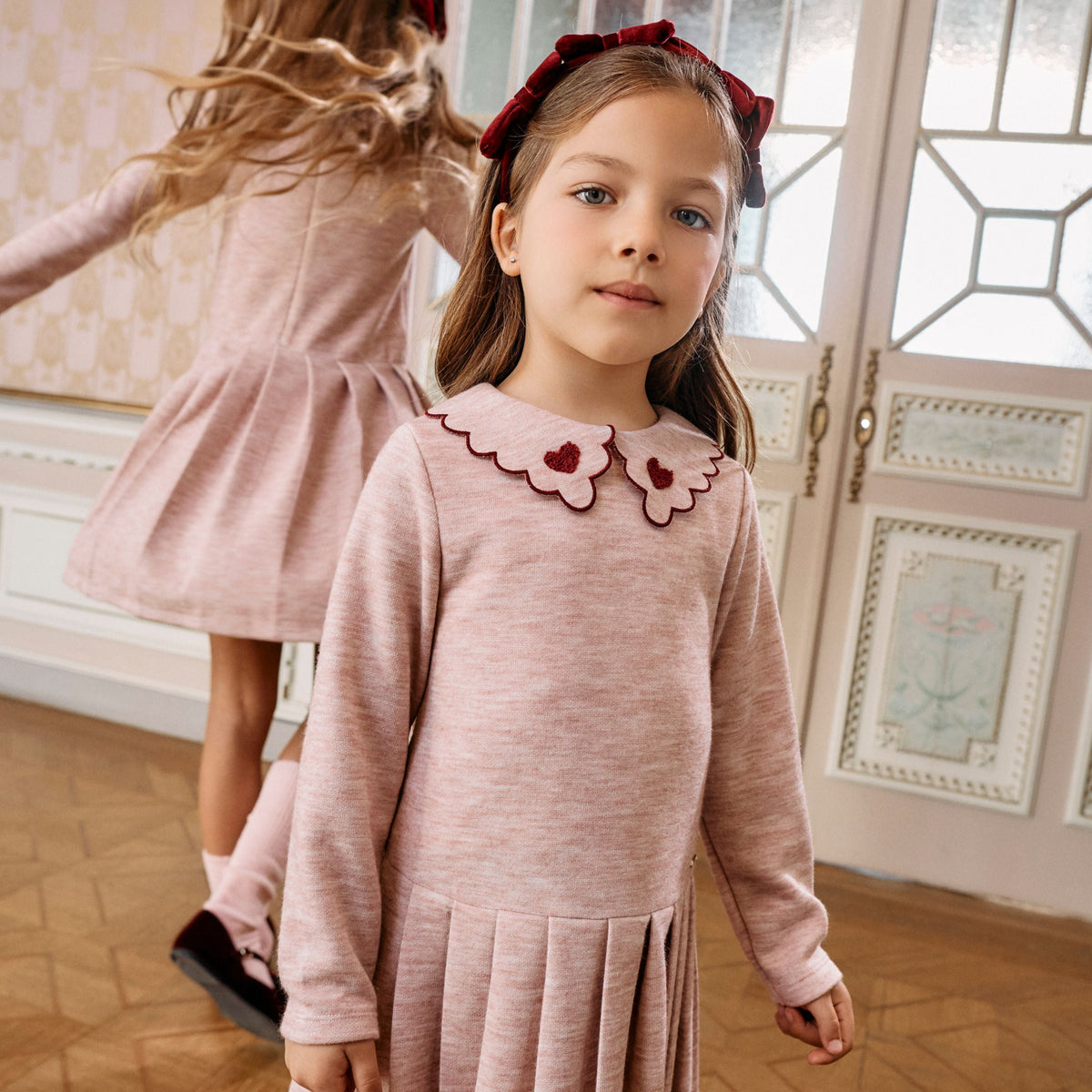 Patachou Girls Pink Dress Embroidered Collar | Casa Childrenswear
