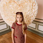 Patachou Girls Burgundy Tweed Dress with Details | Casa Childrenswear