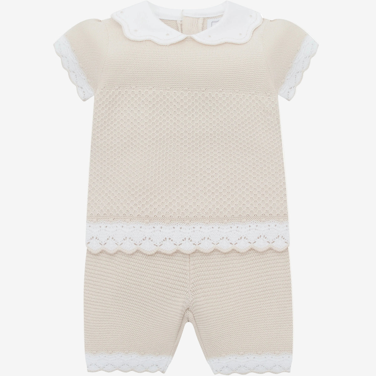 Emile et Rose Laura Stone Knitted 2 Piece Top and Short Set | Casa Childrenswear