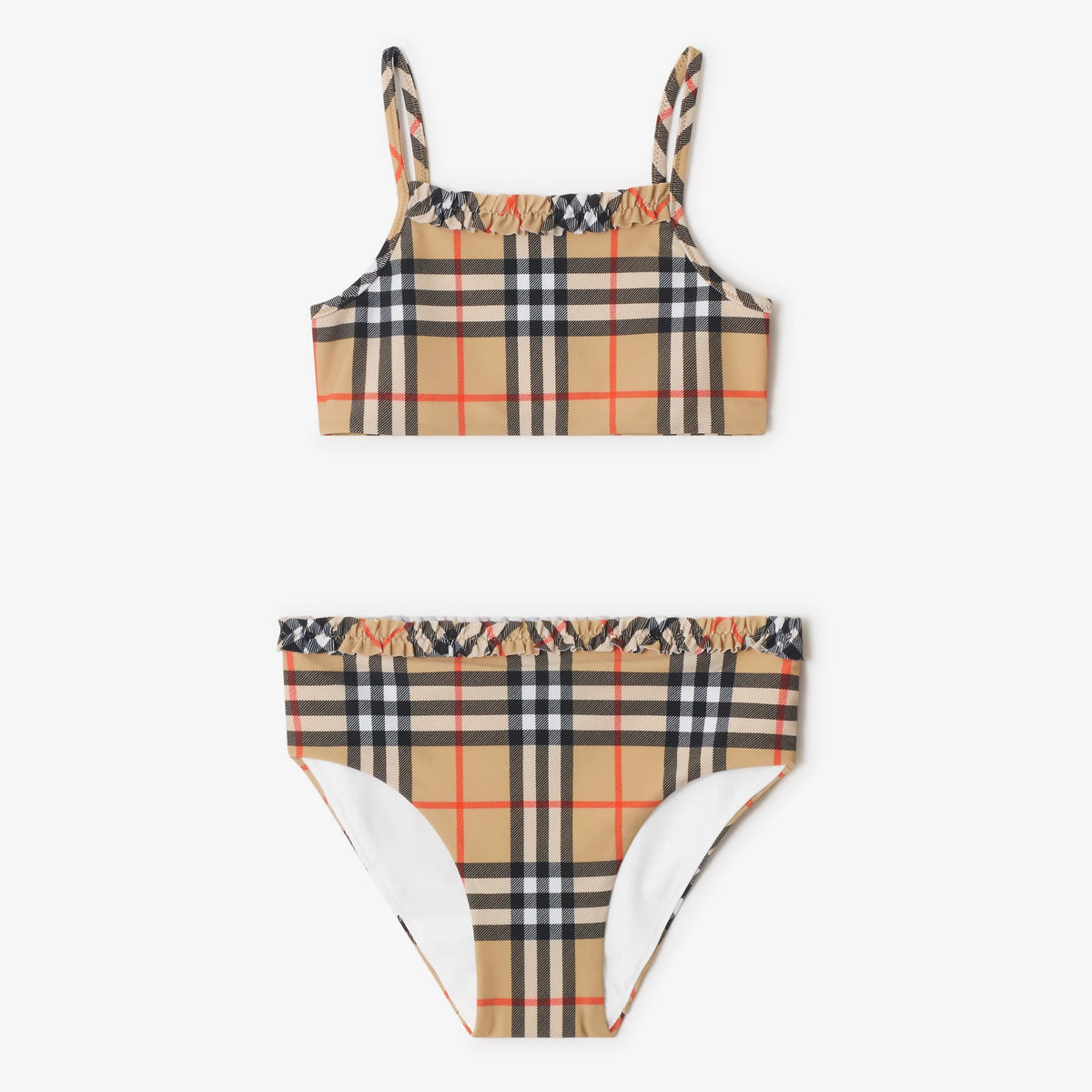 Burberry Girls Beige Check Frill Bikini | Casa Childrenswear
