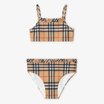 Burberry Girls Beige Check Frill Bikini | Casa Childrenswear