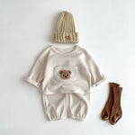 Cozy Crew Club Waffle Bear White Tracksuit | Casa Childrenswear