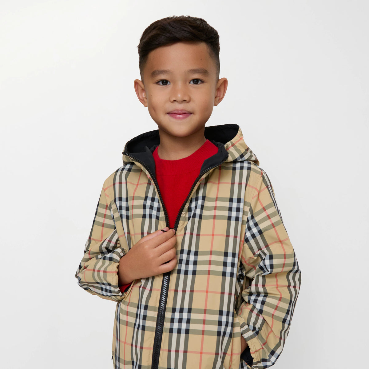 Burberry Boys Beige Reversible Check Jacket | Casa Childrenswear