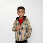 Boys Beige Reversible Check Jacket