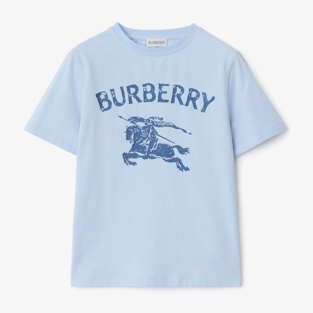 Burberry Boys Ice Blue T-Shirt with Stamp Logo | Casa Childrenswear