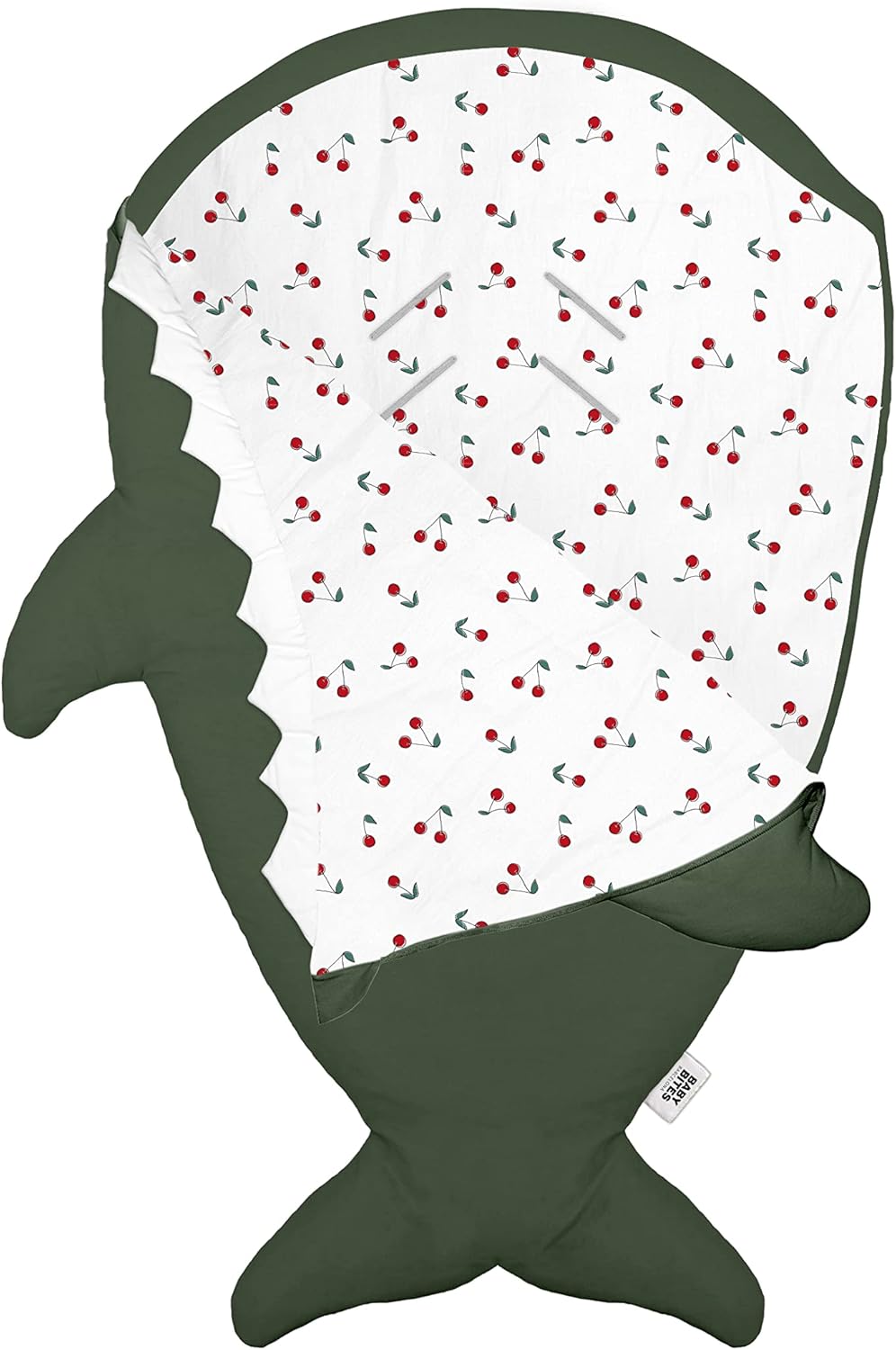 Baby Bites Shark Footmuff Khaki Cherry Inner | Casa Childrenswear