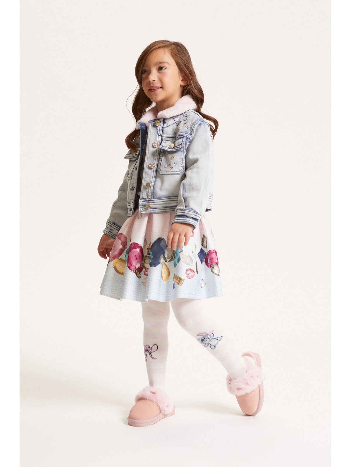 Monnalisa Gem Printed Neoprene Skirt | Casa Childrenswear