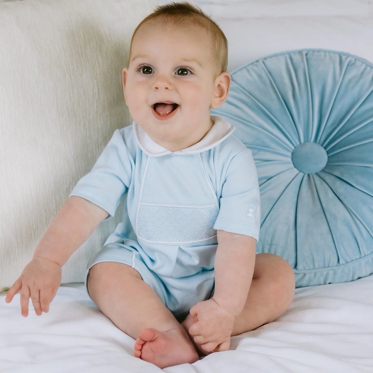 Emile et Rose John Pale Blue Romper | Casa Childrenswear