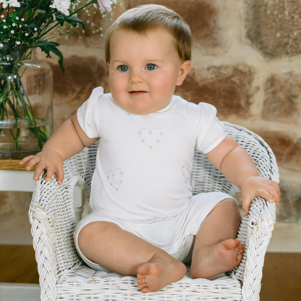 Emile et Rose Jody White Romper with Hearts | Casa Childrenswear